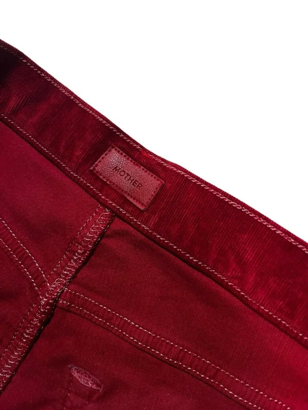MOTHER The Mid Rise Dazzler Ankle Corduroy Jeans Women's 28 Hopscotch Garnet